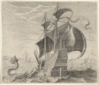 Fabel vom Schiff und dem Wal von Egidius  Sadeler (II)