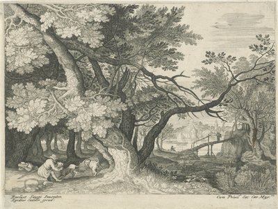 Landschaft mit zwei Jägern von Egidius  Sadeler (II)