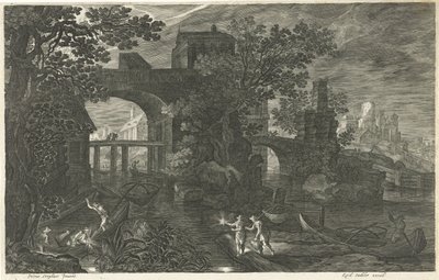 Nächtliche Szene mit Fischern an einem Fluss von Egidius  Sadeler (II)