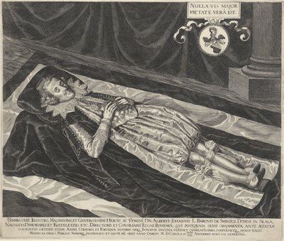 Porträt von Albert-Johannes, Baron von Smirzicz auf seinem Totenbett von Egidius  Sadeler (II)