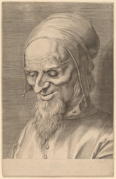 Kopf eines Apostels mit Bart und Mütze von Aegidius Sadeler II