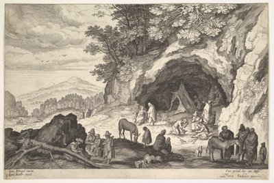 Gebirgige Landschaft mit einer Gruppe von Zigeunern, 1586-1629 von Aegidius Sadeler II