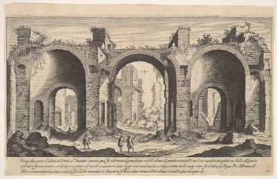 Tafel 19: Ansicht der Caracalla-Thermen, mit dem Buchstaben A die Orte markierend von Aegidius Sadeler II