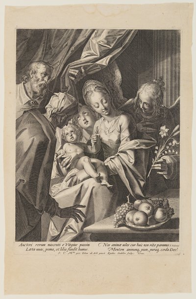 Die Heilige Familie mit der Heiligen Anna und zwei Engeln von Aegidius Sadeler II