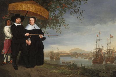 VOC Oberkaufmann mit seiner Frau und einem versklavten Diener von Aelbert Cuyp (circle of)