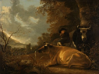 Landschaft mit Kühen und einem jungen Hirten von Aelbert Cuyp (manner of)