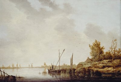 Eine Flusslandschaft mit fernen Windmühlen, ca. 1640-42 von Aelbert Cuyp