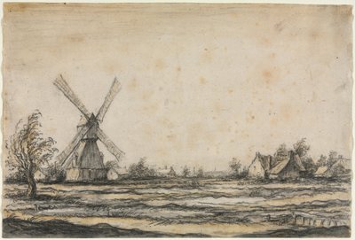 Landschaft mit einer Windmühle in der Nähe eines Bauernhofs von Aelbert Cuyp