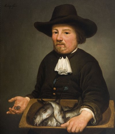 Mann mit dem Eimer Fisch von Aelbert Cuyp