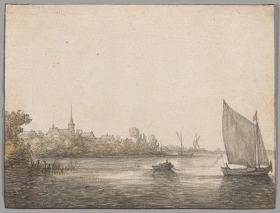 Blick auf IJsselmonde über den Neuen Maas von Aelbert Cuyp