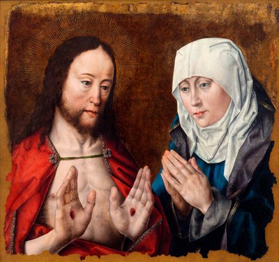 Christus zeigt seiner Mutter die Nagelwunden in seinen Händen, ca. 1490 von Aelbrecht Bouts