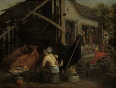 Paare, die sich in einem Landgasthof lieben von Aert Pietersz. (attributed to)