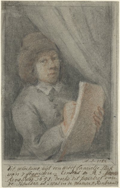 Detail eines Gemäldes mit dem Selbstporträt von Constantijn Daniël à Renesse (Detail) von Aert Schouman