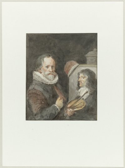 Porträt von Michiel van Mierevelt, während er Jacob Willemsz. Delff malt von Aert Schouman