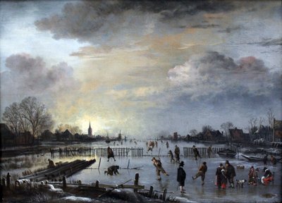 Winterlandschaft mit Schlittschuhläufern von Aert van der Neer