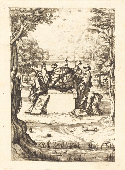 Frontispiz für die Heilige Kosmologie (Titel mit Astrologen) von After Jacques Callot