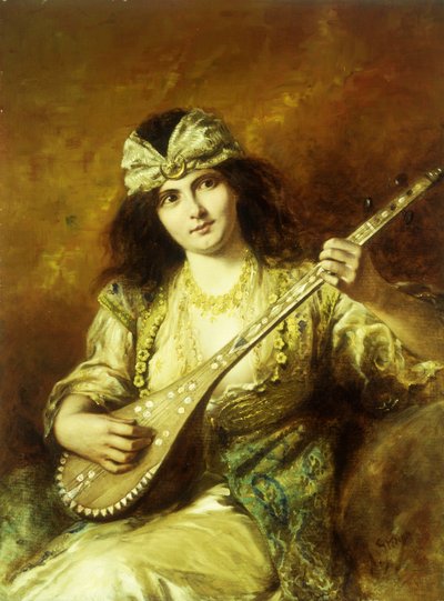 Odaliske mit Mandoline von Agapit Stevens