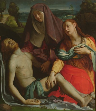 Toter Christus zwischen der Jungfrau und Maria Magdalena von Agnolo Bronzino
