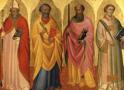 Ein Heiliger Bischof / Heiliger Petrus / Heiliger Paulus / Ein Heiliger Diakon von Agnolo Gaddi