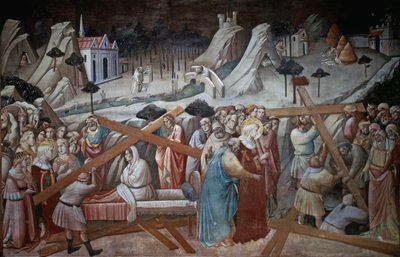 St. Helena gräbt, um das Wahre Kreuz zu finden, aus der Legende des Wahren Kreuzes Zyklus von Agnolo Gaddi, Kapelle der Basilika Santa Croce, Florenz, ca. 1380 von Agnolo Gaddi