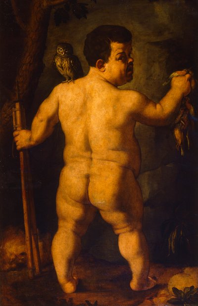 Doppelporträt des Zwergs Morgante: Rückansicht (Öl auf Leinwand) von Agnolo Bronzino