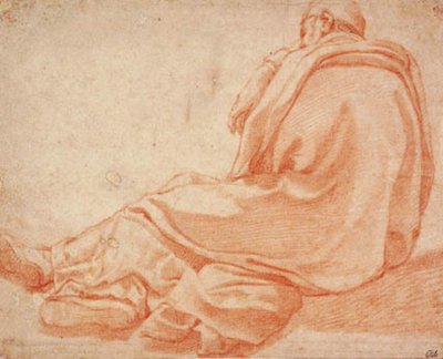 Liegender Mann im Mantel von hinten gesehen von Agnostino Ciampelli