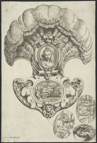 Ein Kopfstück in Form eines Fächers von Agostino Carracci
