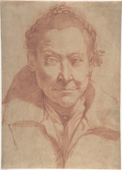 Brustbild einer Frau (Vorderseite); Brustbildstudie eines Mädchens (Rückseite) von Agostino Carracci