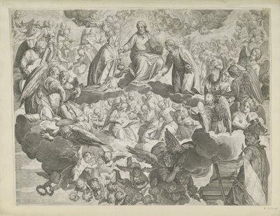Das Martyrium der heiligen Justina von Padua (obere Hälfte) von Agostino Carracci
