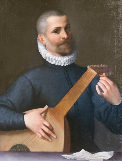 Porträt eines Lautenspielers, möglicherweise Orazio Bassani von Agostino Carracci