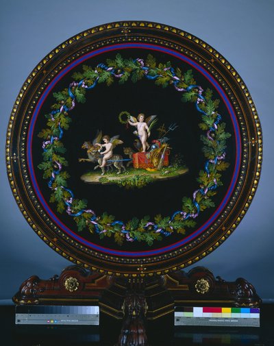 Mitteltisch mit Mikromosaik-Oberfläche, "Triumph der Liebe" von Agostino Francesangeli