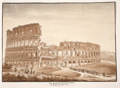 Ansicht des Kolosseums vom Tempel der Venus, 1833 von Agostino Tofanelli