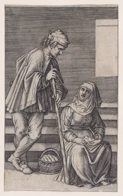 Bauer und eine Frau mit Eiern von Agostino Veneziano