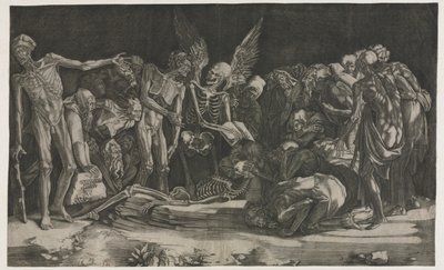 Skelette, auch bekannt als Allegorie des Todes und Ruhms von Agostino Veneziano
