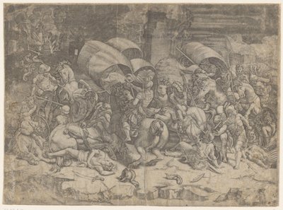 Schlacht zwischen Römern und Karthagern, ca. 218-201 v. Chr. von Agostino Veneziano