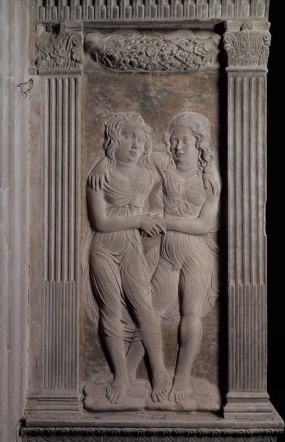 Zwillinge dargestellt durch die Zwillinge, aus einer Serie von Reliefs, die die planetarischen Symbole und Sternzeichen darstellen, ca. 1450 (Gips) von Agostino di Duccio