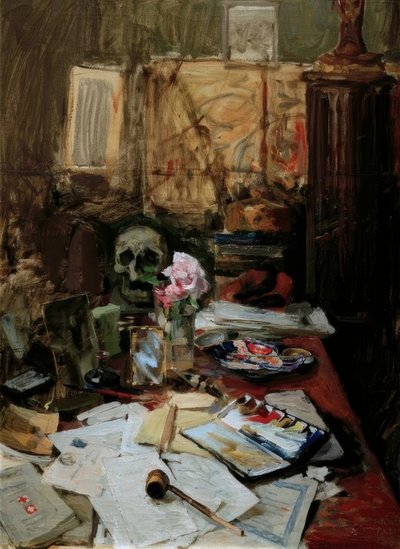 Arbeitstisch in Paris von Akseli Valdemar Gallen Kallela