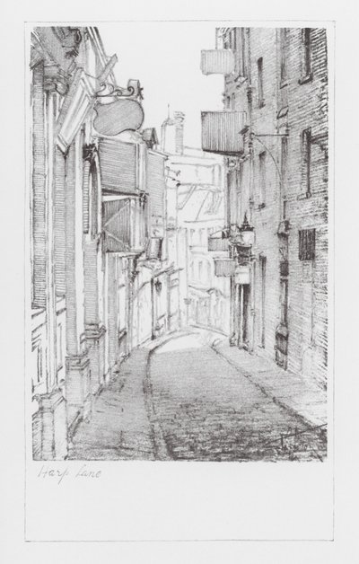 Londoner Gassen: Harp Lane (Litho) von Alan Stapleton