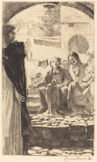 Pierre kopiert die Jungfrau vom Portal der Kirche von Marly von Albert Besnard