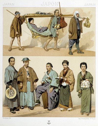 Kostüme und Transport in Japan von Albert Charles August Racinet