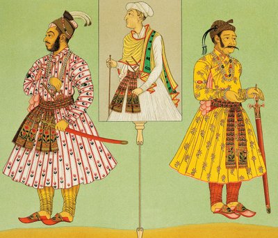 Hohe Würdenträger des Mogulreichs, Lithografie von Chataignon aus Historische Kostüme, Band I, von Auguste Racinet (1825-1893), Paris von Albert Charles August Racinet