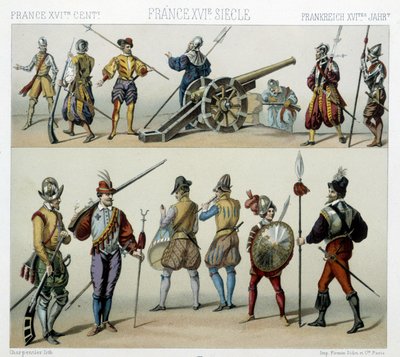 Krieger im 16. Jahrhundert - in „The historical costume“ von Racinet von Albert Charles August Racinet