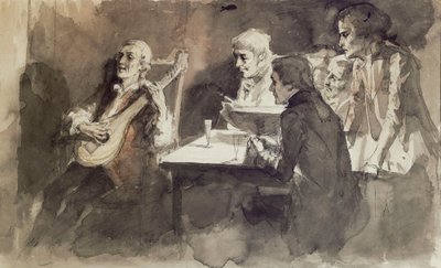 Bellman singt zum letzten Mal für seine Freunde, Studie von Albert Edelfelt