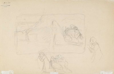 Verbranntes Dorf, Skizze von Albert Edelfelt