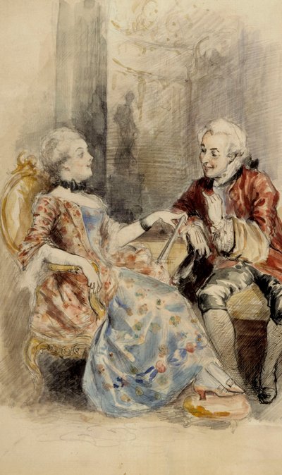 Paar im Gespräch, Rokoko-Kleidung von Albert Edelfelt