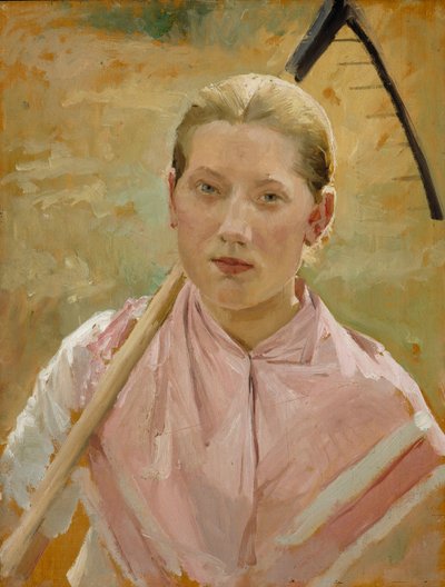 Mädchen mit einem Rechen, Studie für August von Albert Edelfelt