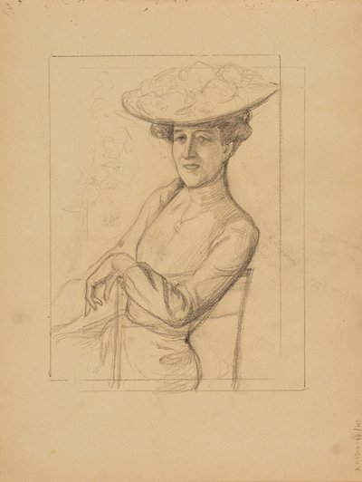 Sitzende Frau mit Hut von Albert Edelfelt