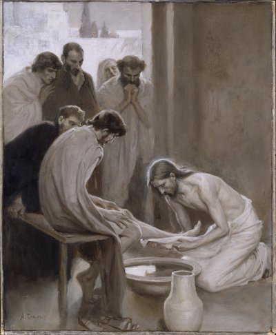 Jesus wäscht die Füße seiner Jünger von Albert Edelfelt
