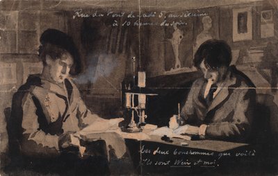 Julien Alden Weir und Albert Edelfelt in ihrem Studio in der Rue du Pont de Lodi 5, Paris von Albert Edelfelt