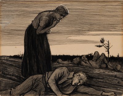 Auf dem Schlachtfeld aus dem Gedicht Das Hüttenkind von Albert Edelfelt